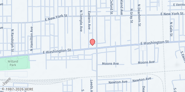Map showing Good News Ministries at 2716 E. Washington St., Indianapolis, IN