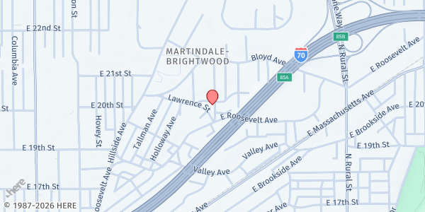Map showing Hope Christian Community Center at 1970 Caroline Ave, Indianapolis, IN
