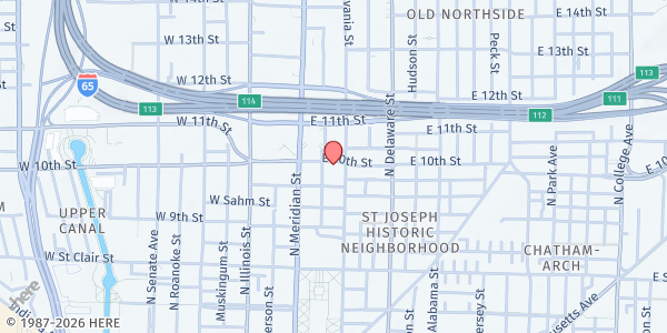 Map showing HVAF - Helping Veterans and Families at 964 N. Pennsylvania St., Indianapolis, IN