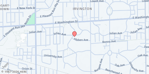 Map showing ICAN Food Pantry at 111 S. Downey Ave., Indianapolis, IN