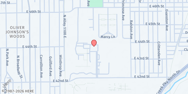 Map showing Indiana School for the Deaf at 1200 42nd St, Indianapolis, IN
