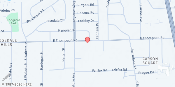 Map showing Indianapolis South Side Church of the Nazarene at 2515 E. Thompson Rd., Indianapolis, IN