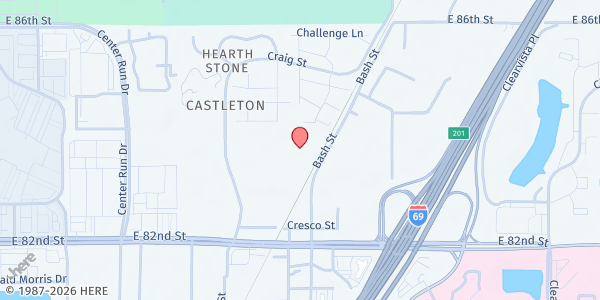 Map showing Indy Vineyard Church at 8383 Craig St. # 185, Indianapolis, IN