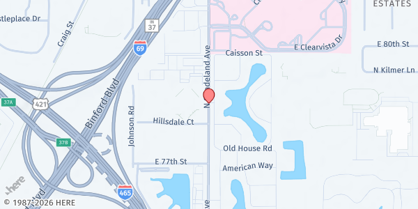 Map showing Jane Pauley-Castleton Clinic at 7841 Shadeland Ave, Indianapolis, IN