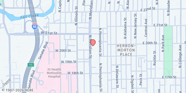 Map showing Julian Center at 2011 N Meridian St, Indianapolis, IN