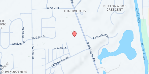 Map showing Light of the World Christian Church at 4646 N. Michigan Rd., Indianapolis, IN