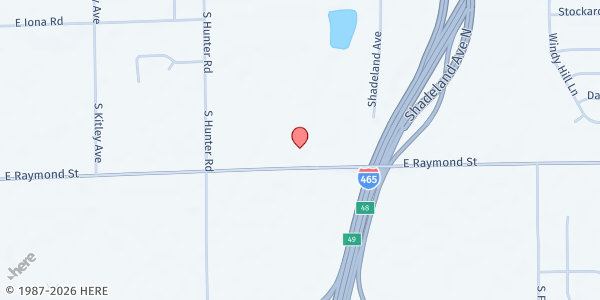 Map showing Lighthouse Baptist Church at 6950 E. Raymond St., Indianapolis, IN