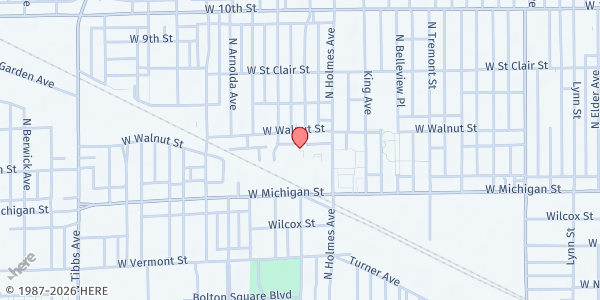 Map showing Lincoln Veteran Apartments at 530 N Holmes Ave, Indianapolis, IN