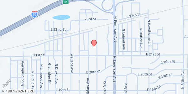 Map showing Living Word Baptist Church at 2130 N Riley Ave, Indianapolis, IN