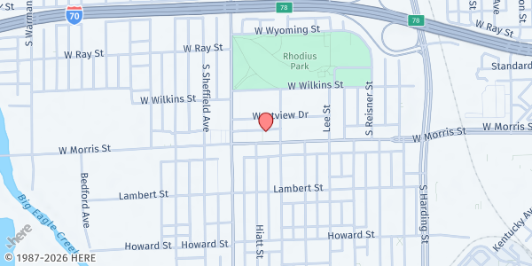 Map showing Mary Rigg Neighborhood Center at 1920 W. Morris St., Indianapolis, IN