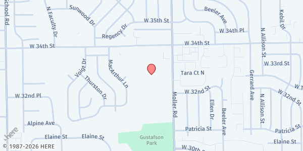 Map showing Monarca Academy at 5525 W 34th, Indianapolis, IN
