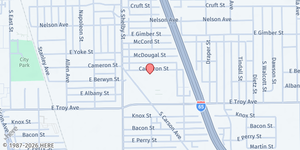 Map showing MTCA Central Catholic School at 1155 Cameron St, Indianapolis, IN