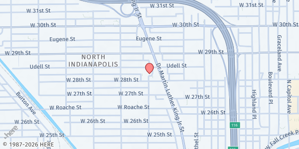 Map showing MTCA Holy Angels Catholic School at 2822 Doctor M.L.K. Jr St, Indianapolis, IN