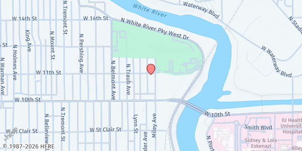 Map showing New Day Pentecostal Church at 1058 Miley Ave., Indianapolis, IN