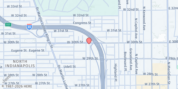 Map showing New Era Church at 501 W 30th, Indianapolis, IN