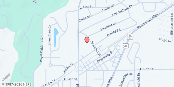Map showing New Revelations Christian Church Food Pantry at 6701 Oaklandon Rd., Indianapolis, IN