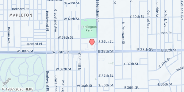 Map showing North UMC - Bread and Bowl at 3808 N. Meridian St., Indianapolis, IN