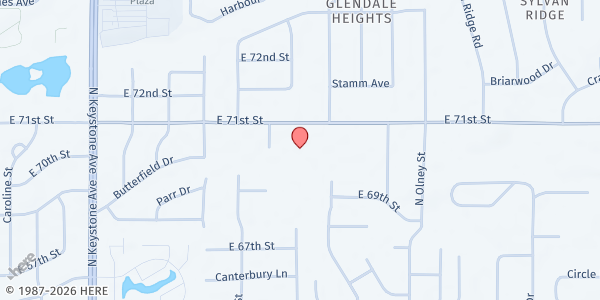 Map showing Northside Baptist Church - Covenant Foods Pantry at 3021 E. 71st St., Indianapolis, IN