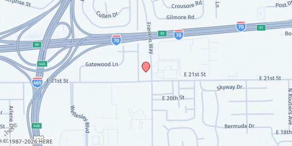 Map showing Old Bethel & Partners Food Pantry at 8032 East 21st St., Indianapolis, IN