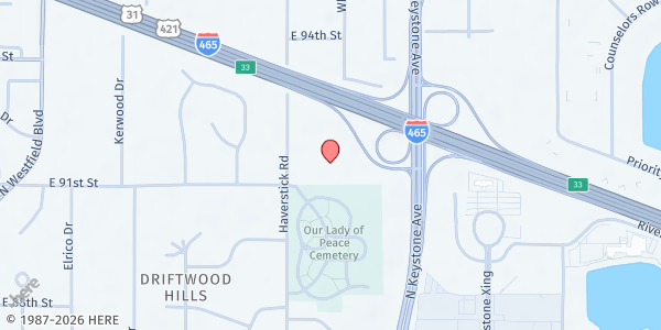 Map showing One More Neighborhood Market at 9111 Haverstick Rd., Indianapolis, IN