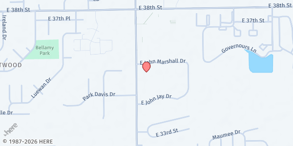 Map showing Pathway Resource Center at 10119 John Marshall Dr., Indianapolis, IN