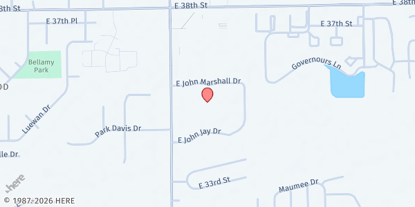 Map showing Pathway Resource Center at 10119 John Marshall Dr., Indianapolis, IN