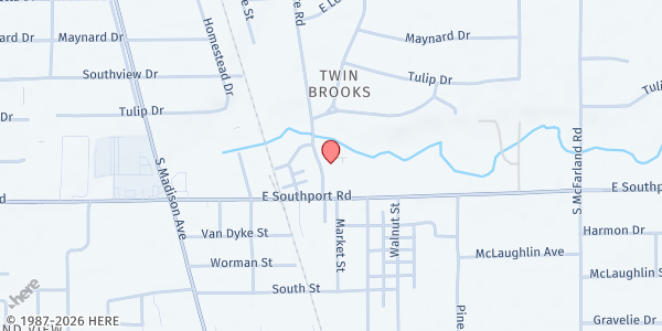 Map showing Perry Senior Citizens Services at 6901 Derbyshire Rd., Indianapolis, IN