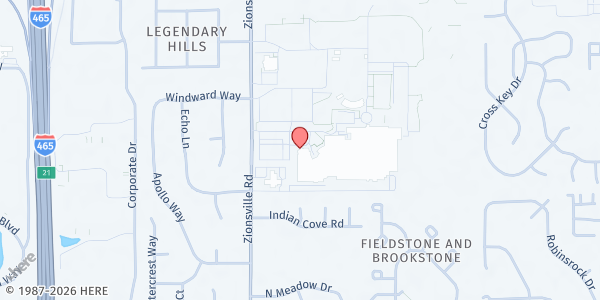 Map showing Pike Red Zone Food Pantry at 6801 Zionsville Rd., Indianapolis, IN