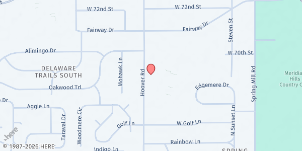 Map showing Popsie's Pantry at 6905 Hoover Rd., Indianapolis, IN