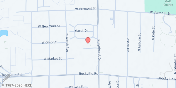 Map showing RCCG Rod of God Parish at 5350 Allied Blvd., Indianapolis, IN