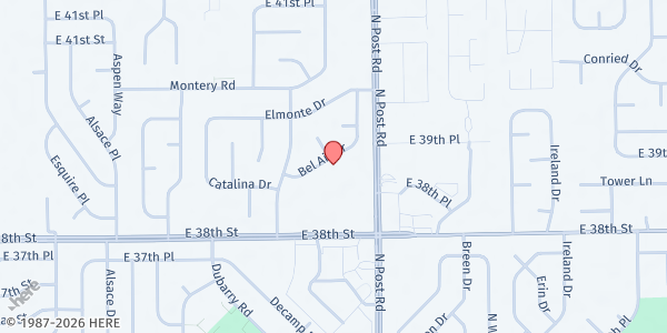 Map showing Rock of the World Salt of the Earth Ministry at 8833 Bel Air Dr., Indianapolis, IN