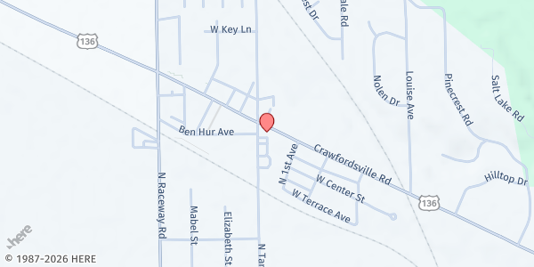 Map showing Sabeel'Ul Faoz Islamic Association of Indianapolis at 9033 Crawfordsville Rd, Indianapolis, IN