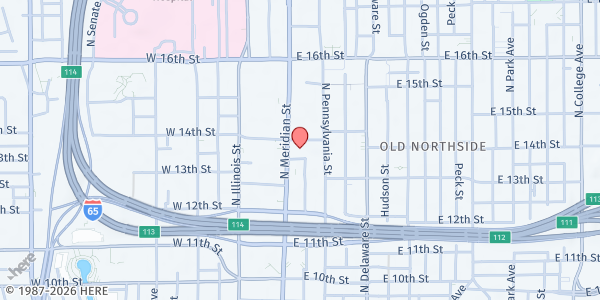 Map showing Saints Peter and Paul Cathedral at 1347 N. Meridian St., Indianapolis, IN