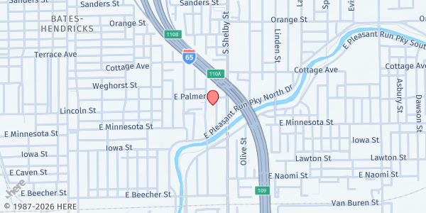 Map showing SENSE Charter School Family Food Pantry at 1601 Barth Ave, Indianapolis, IN