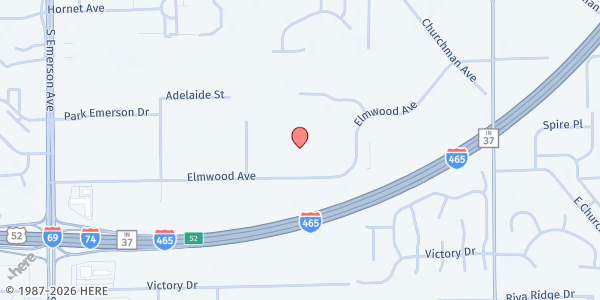 Map showing Servants Heart of Indy Inc - Elmwood Ave at 5602 Elmwood Ave #212, Indianapolis, IN