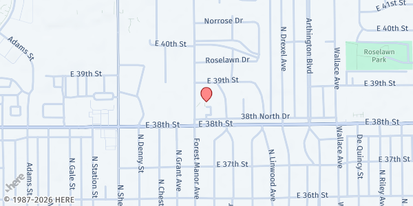 Map showing Shiloh Missionary Baptist Church Inc Food Pantry at 3801 Forest Manor Ave, Indianapolis, IN