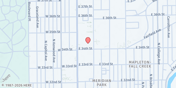 Map showing Shortridge High School at 3401 N Meridian St, Indianapolis, IN