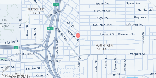 Map showing Southeast Community Services - Food Pantry at 924 Shelby St. at 924 Shelby St., Indianapolis, IN