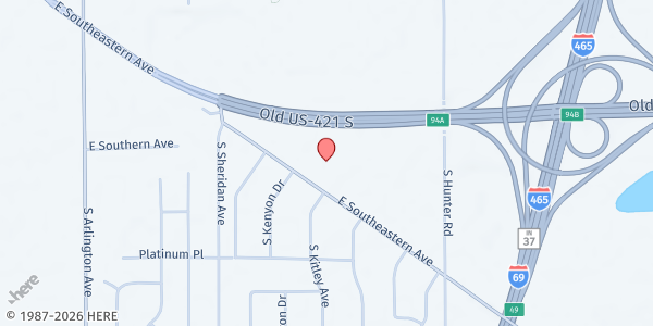 Map showing Southeastern Church of Christ at 6500 Southeastern Ave, Indianapolis, IN