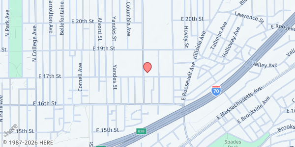 Map showing St. John's Missionary Baptist at 1701 Dr Andrew J Brown Ave (REAR), Indianapolis, IN