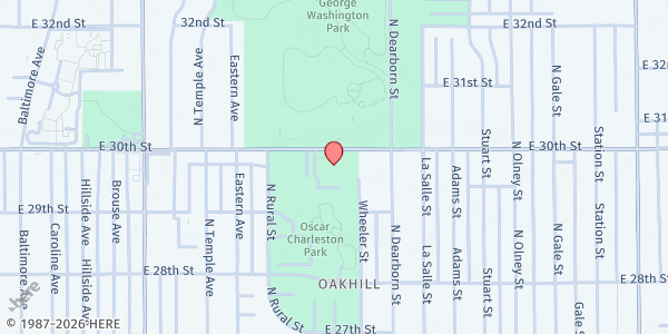 Map showing St. Vincent de Paul 30th Street Food Pantry at 3001 30th St., Indianapolis, IN