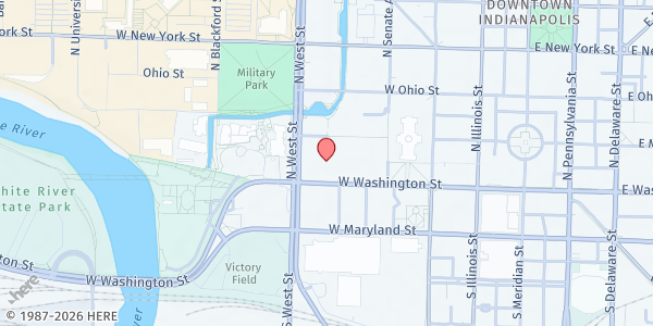 Map showing State Of Indiana - Food Distribution Center at 402 W Washington St, Indianapolis, IN