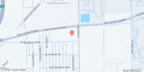 Map showing Stout Field Elementary School: Star Pantry at 3820 W Bradbury Ave, Indianapolis, IN