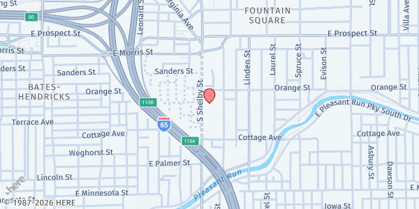 Map showing The Salvation Army - Fountain Square at 1337 Shelby St., Indianapolis, IN