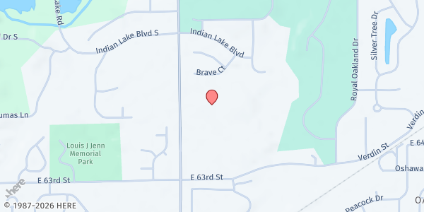 Map showing The Sharing Place - Main Location at 6501 Sunnyside Rd., Indianapolis, IN