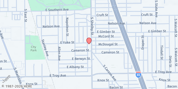 Map showing Trinity Church at Garfield Park at 2802 Shelby St., Indianapolis, IN