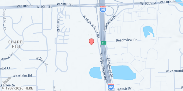 Map showing Vineyard Life Church at 612 N. High School Rd., Indianapolis, IN