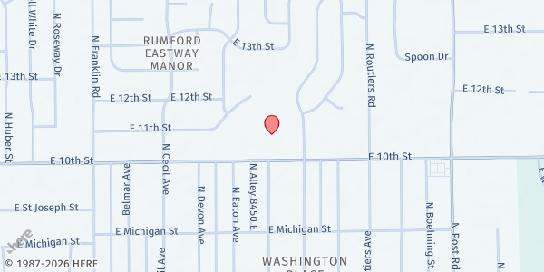 Map showing Warren Township Sonny Day Community Center at 8400 E 10th St, Indianapolis, IN