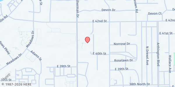 Map showing Zion Tabernacle of Faith Church at 4007 N. Sherman Dr., Indianapolis, IN