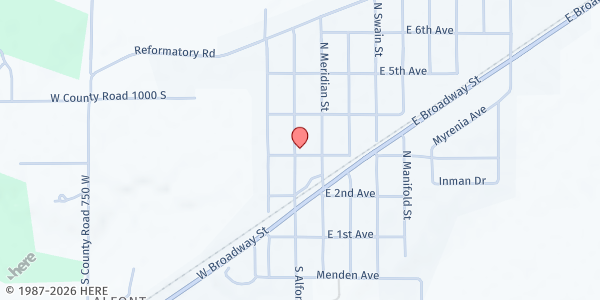Map showing South Madison Food Pantry at 301 N. Alfonte St., Ingalls, IN